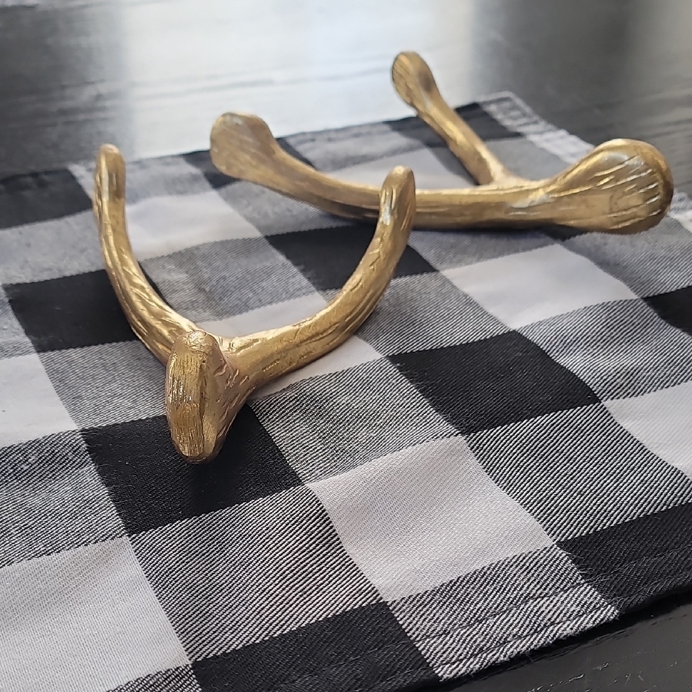 Creative Co-Op Gold Resin Wishbone Decor Pair